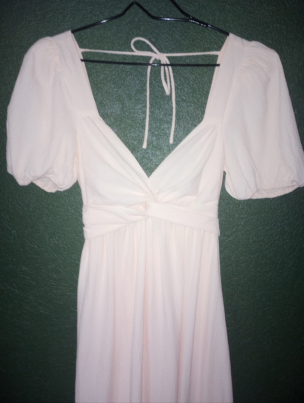 ASTR The Label Puff Sleeve Backless Blush Cream Maxi Dress Tie Back M - Picture 5 of 16